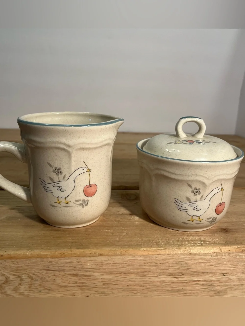 International Stoneware Marmalade Creamer Sugar Bowl Dish Japan Goose Cottagecor